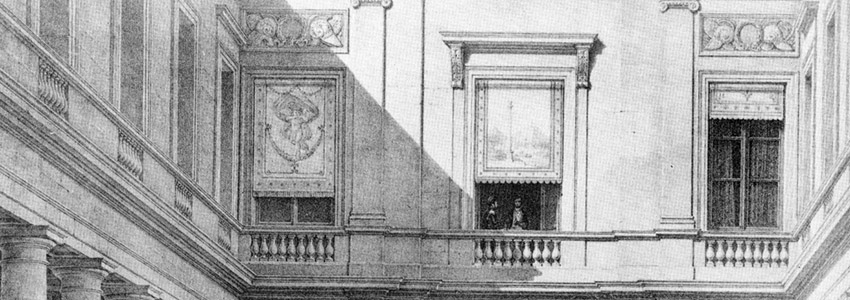 At the window of a palace in the city
